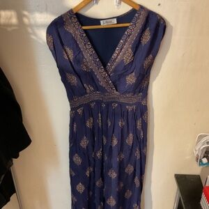 Lapogee maxi Dress blue and gold
